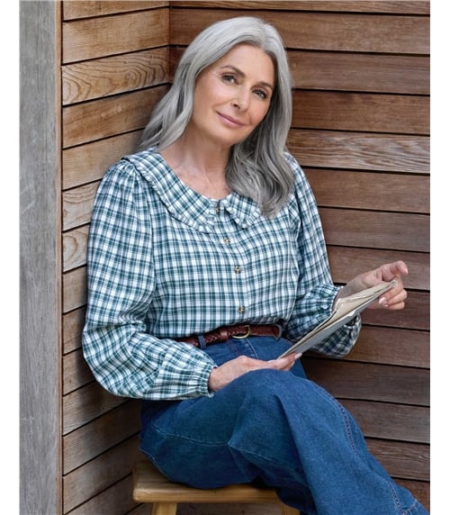 Check Petal Collar Shirt